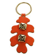 ORANGE OAK LEAF DOOR CHIME - Leather with Sleigh Bells - Amish Handmade ... - €21,31 EUR
