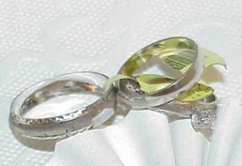 10k Diamond Wedding Band 3 Ring Set Men&#39;s + Ladies White Gold New old stock - £358.29 GBP