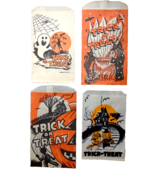 Vintage Halloween Treat Candy Goodie Bags JOL Ghost Black Cat Witch Bats... - £12.13 GBP
