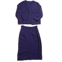 Vintage 1960s Linen Skirt Set Navy Blue Skirt Jacket Size XS - £36.53 GBP
