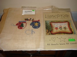 Lizzie Kate Cross Stitch All Hearts Warm At Christmas #61 Plus Fabric & Buttons - $24.99