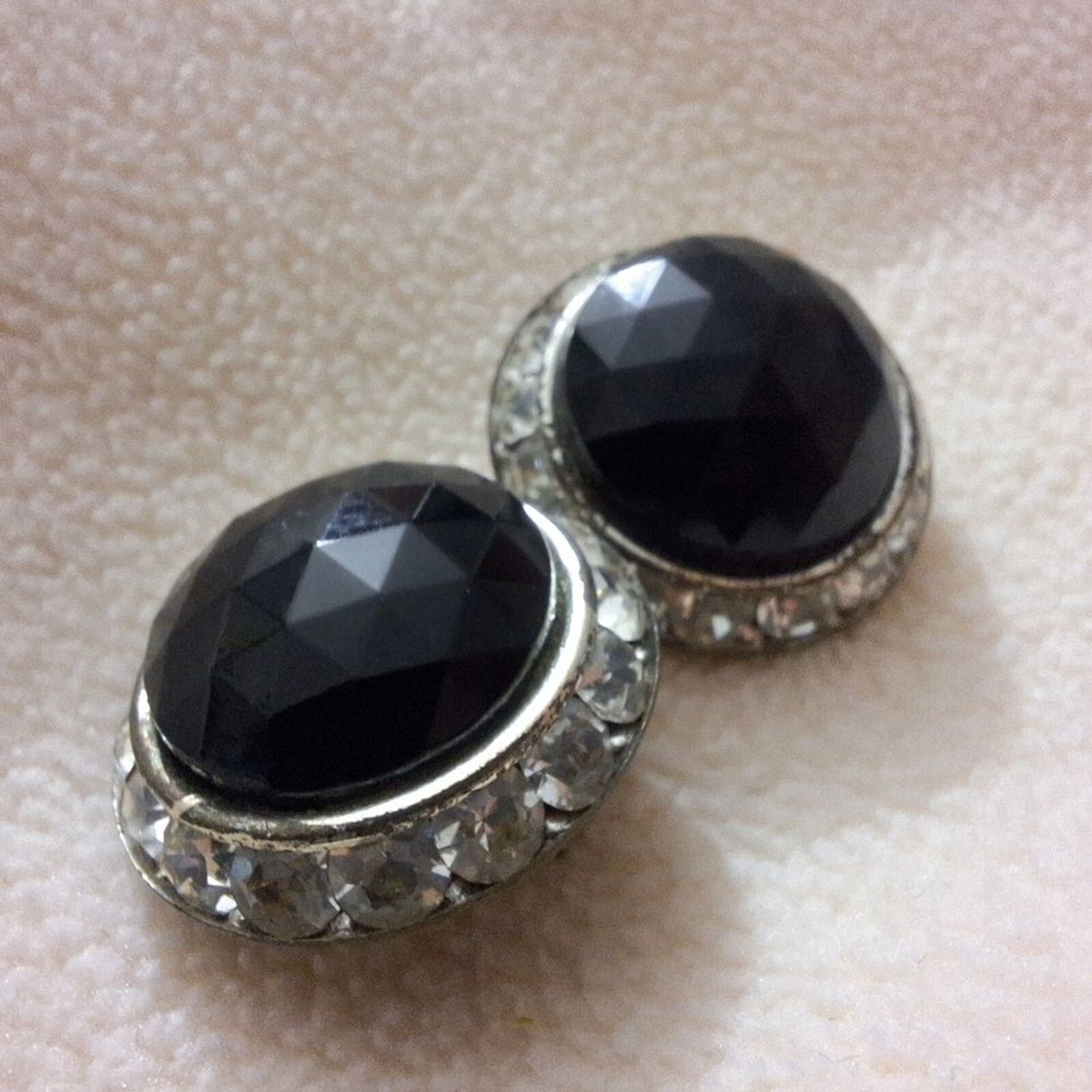 Black and clear rhinestones clip on earrings - $13.50