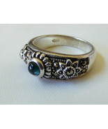Sterling Silver 925 green color center stone band ring size 6.5 - £30.50 GBP