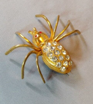Spider Pin Brooch Antique Vintage Red Eyes Arachnid - $59.35