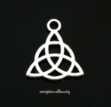 10 Antiqued Silver 14mm Celtic Knot Trinity Triangle Bead Drop Charms Pendants - £4.00 GBP
