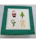 Christmas plates set of four, Square shape 7” Bia Cordon Blue Embossed p... - $70.05 CAD