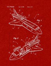 Rocket Propelled Space Shuttle Patent Print - Burgundy Red - $7.95+