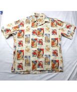 Vintage Pierre Cardin Hawaiian Shirt L 100% Cotton Tropical Print Red Fl... - $17.10