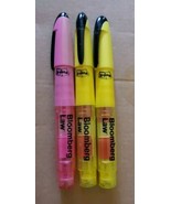 3x Bloomberg Law  Yellow/pink  Highlighter Pen with Red Post-It Flags - $18.69