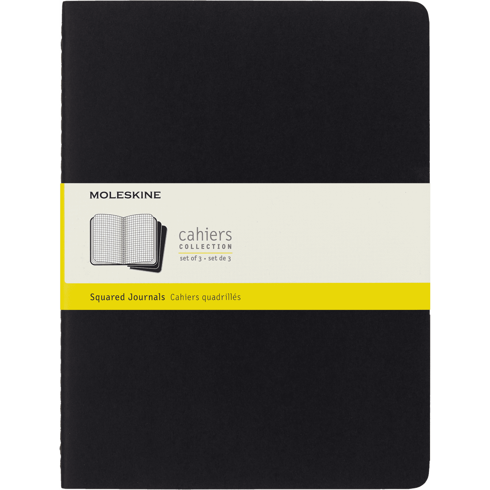 Moleskine Cahier Journals (Set of 3), XL (7.5&quot; x 10&quot;), Squared, Black - $25.73