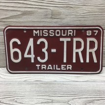 Missouri 1987 Trailer License Plate Tag Vintage 643-TRR Red White Clean - £11.26 GBP
