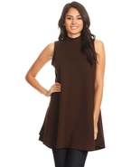 1041. Long body sleeveless top, relaxed style, mock necK - £19.03 GBP
