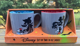 DISNEY Mickey SPOOKY &amp; Minnie BOO Mouse Halloween Coffee Mugs Set New Gh... - £23.12 GBP