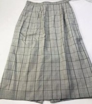Business Skirt Plaid Brown Cream Lined Back Slit Pencil Fitted Sz 6 - £7.05 GBP