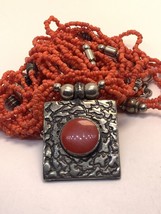 Glass Seed Beads Silver Tone Necklace 23” - $24.35