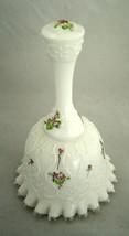 Vtg. Fenton Bell Hand Painted Violets In Snow Spanish Lace, Silver Crest Signed - £11.79 GBP