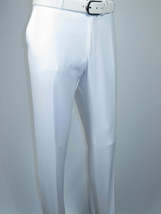 Men's MONO Turkey Slacks Wool Blend Plain Front Slim Fit 2534-10 White image 3