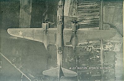 A-20 BOSTON ATTACK BOMBER vintage WWII-era US Army/Navy plane 5" x 8" photo card - £7.88 GBP