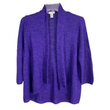 Chicos Womens Sweater Size 0=Small Purple Shrug 3/4 Sleeve Open Front Soft - £19.45 GBP