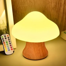 Wooden Mushroom Lamp 16 Color Changing And Dimmable Mushroom Night Light For Kid - £39.95 GBP