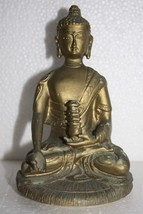 Vintage Very Old Budha Meditation Statue Resin Bronze Coloured Collectible 6&quot; - £35.90 GBP