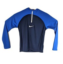 Kids 1/4 Zip Shirt Size Medium Long Sleeve Workout Top Navy Royal Blue - $24.23
