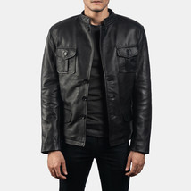 Mens Cutler Leather Blazer Three Button Black Lambskin Leather Coat Blazer - €116,75 EUR