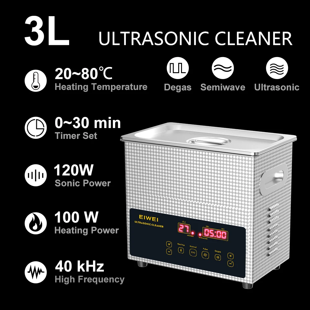 Eiwei 3l ultrasonic cleaner stainless steel portable wash machine home appliances thumb200