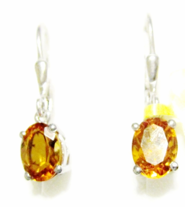 MADEIRA CITRINE OVAL SOLITAIRE DANGLE EARRINGS, PLATINUM / 925 SILVER, 2.35(TCW) - $39.99