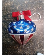 Waterford Patriotic Heart Stars and Stripes Christmas Blown Glass Orname... - $27.06 CAD