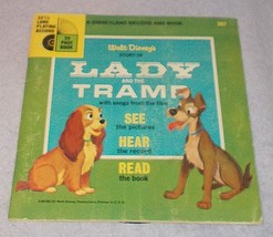 Vintage Disneyland Lady and the Tramp See Hear Read Book Record 1965 - £5.53 GBP