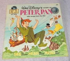 Vintage Walt Disney&#39;s Story of Peter Pan Read Along Book and Record 1977 - £6.39 GBP