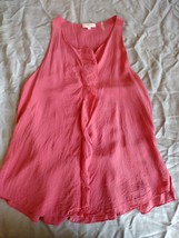 Rebecca Taylor Women Reddish Pink 100% Silk Lightweight Flowy Tank Top Size 4 - £19.14 GBP