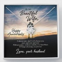 To My Beautiful Wife Happy Anniversary Love-Knot Necklace Message Card Gift - £39.83 GBP