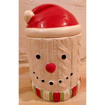 Merry Mistletoe Snowman Sweater 9&quot; Cookie Jar Treat Jar Winter Christmas... - €14,61 EUR