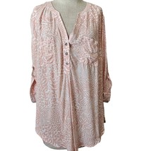 Light Pink Animal Print Roll Tab Sleeve Blouse Size 1X New with Tags  - £27.18 GBP