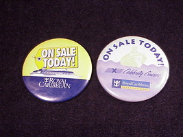 Lot of 2 Royal Caribbean Cruise Line On Sale Today Promotional Pinback B... - £4.70 GBP