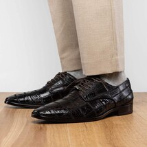 Marco Di Milano Genuine Caiman Lizard Patchwork Derby Shoes Pissa Brown image 12