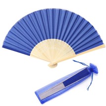 50Pcs Imitated Silk Hand Fan Silk Fabric Bamboo Handheld Folded Fan Brid... - $73.99