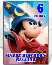 Mickey Mouse Fantasia Personalised Birthday Card - Large A5 - Disney Mickey - £3.23 GBP