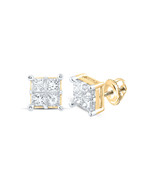 14kt Yellow Gold Womens Princess Diamond Square Cluster Earrings 1 Cttw - $1,582.02