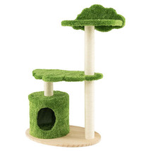 38 Inch Cute Cat Tree for Indoor Cats with Fully Wrapped Sisal Scratching Posts - £78.47 GBP