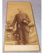 Vintage Cabinet Card Photograph Gentleman with Derby and Award Metal Mem... - $111.15 MXN