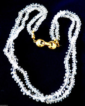 Monet gold tone clasp Clear Quartz double  strand necklace 15.5&quot; - £19.78 GBP