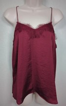 Nine West Dark Red Satin Lace Trim Racerback Camisole Tank Top Sz M NWT - £12.36 GBP