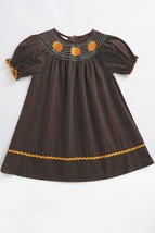 NEW Boutique Pumpkin Girls Embroidered Smocked Brown Dress - £4.78 GBP+
