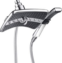 BRIGHT SHOWERS Dual Shower Head Combo, Handheld Showerhead Rainfall, Chrome - £34.78 GBP