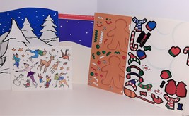 Vintage Stickers Dress A Snowman &amp; Gingerbread Man + Ice Skating Scene - £6.96 GBP