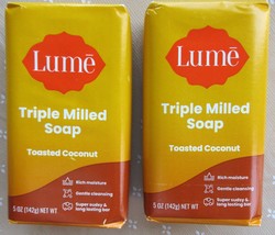 Lume Triple Milled Soap TOASTED COCONUT Moisture &amp; Gentle Cleansing Bar 5oz - £20.45 GBP