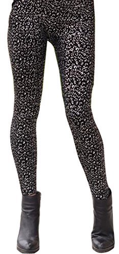 ICONOFLASH Women's Metallic Print Fleece Leggings (Silver Composition, One Size) - $17.81